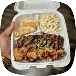 Chicken and Kbbq Beef Teriyaki Glaze Chicken and Beef Marinade in Soy Garlic, White rice and Macaroni Salad Chicken and Kbbq Beef Teriyaki Glaze Chicken and Beef Marinade in Soy Garlic, White rice and Macaroni Salad