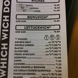 Which Wich - Menu