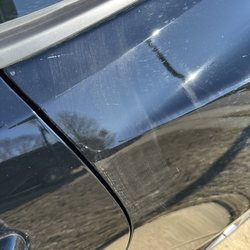 Side of car definitely not cleaned or wiped