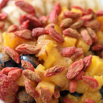 Flavor Theory - Acai Bowl with granola, strawberries, blueberries, goji berries, banana, mango, topped off with honey and cinnamon. So good! - Acai Bowls Near Me - Riverside, California