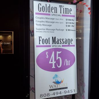 Waikiki Massage Clinic - Price for foot massage, and a 3-hour special price - Massage Therapy Near Me - Honolulu, Hawaii Waikiki Massage Clinic - Price for foot massage, and a 3-hour special price - Massage Therapy Near Me - Honolulu, Hawaii