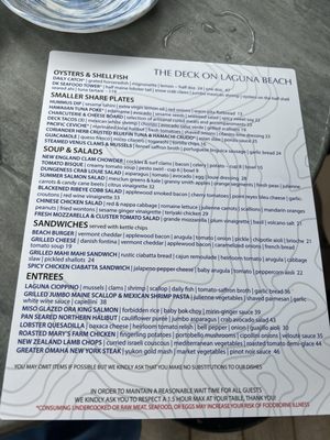 Menu photo 7 The Deck On Laguna Beach Laguna Beach, CA Menu photo 7 The Deck On Laguna Beach Laguna Beach, CA