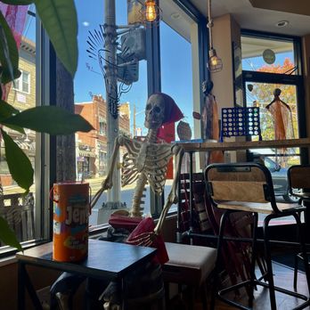Light Bulb Coffee Shop - Halloween decor and games inside shop - Coffee & Tea Near Me - West Orange, New Jersey