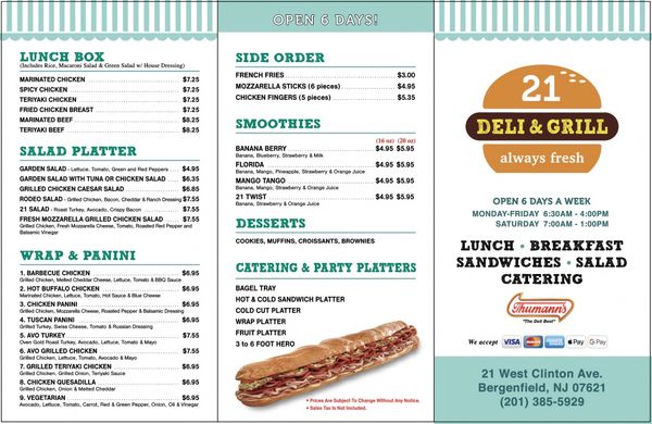 Menu photo 2 21 Deli & Grill Bergenfield, NJ