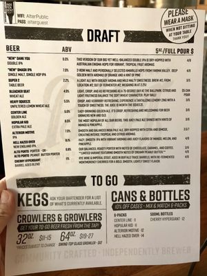 Menu photo 5 Alter Brewing Company Downers Grove, IL