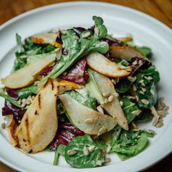 Violette’s - Pear Salad - 
Baby Greens, Grilled Pear, Sunflower Seeds, Pear Cider Vinaigrette