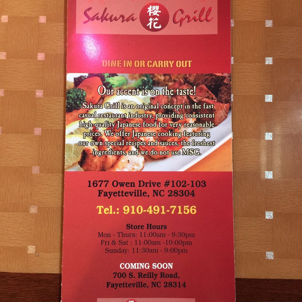 Sakura Grill - Menu - Japanese Near Me - Fayetteville, North Carolina Sakura Grill - Menu - Japanese Near Me - Fayetteville, North Carolina