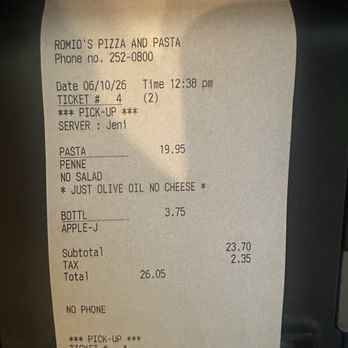 Romio's Pizza & Pasta - Receipt - Pizza Near Me - Everett, Washington Romio's Pizza & Pasta - Receipt - Pizza Near Me - Everett, Washington