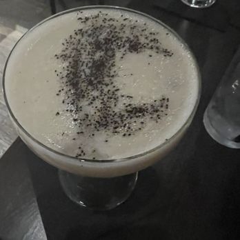Latitude 34 - Espresso Martini with my initial! So cute! - New American Near Me - Camarillo, California