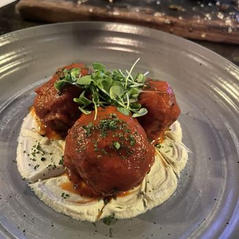 BO-beau kitchen + roof tap - Meatballs with puréed goat cheese - Tapas/Small Plates Near Me - Long Beach, California BO-beau kitchen + roof tap - Meatballs with puréed goat cheese - Tapas/Small Plates Near Me - Long Beach, California