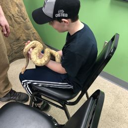 Birthday party holding a snake Birthday party holding a snake