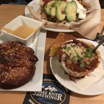 Snake River Brewing - Pretzel, bison chili and nachos - Brewpubs Near Me - Jackson, Wyoming Snake River Brewing - Pretzel, bison chili and nachos - Brewpubs Near Me - Jackson, Wyoming