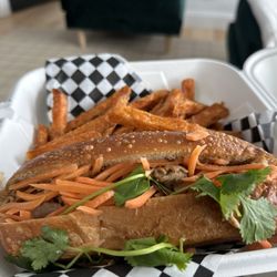 Fishermen's Net - Chicken banh mi w/ sweet potato fries.