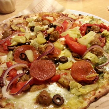 MOD Pizza - Half pesto and half bbq and all of the toppings! - Pizza Near Me - Tempe, Arizona MOD Pizza - Half pesto and half bbq and all of the toppings! - Pizza Near Me - Tempe, Arizona