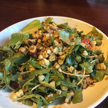 Stonefire Grill - Roasted corn and arugala salad with grape tomatoes, avocado, toasted walnuts, Parmesan cheese, with Tomato Basil Vinegarette dressing. - Barbeque Near Me - Rancho Cucamonga, California Stonefire Grill - Roasted corn and arugala salad with grape tomatoes, avocado, toasted walnuts, Parmesan cheese, with Tomato Basil Vinegarette dressing. - Barbeque Near Me - Rancho Cucamonga, California