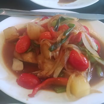 SriPraPhai Thai Restaurant - Sweet & Sour sea trout filet (pineapple, ...) - Thai Near Me - Williston Park, New York SriPraPhai Thai Restaurant - Sweet & Sour sea trout filet (pineapple, ...) - Thai Near Me - Williston Park, New York