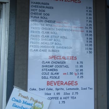 The Clam Shack - sandwiches menu and specialties 7/2013 - Seafood Near Me - Kennebunk, Maine The Clam Shack - sandwiches menu and specialties 7/2013 - Seafood Near Me - Kennebunk, Maine
