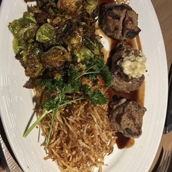 Pinstripes - Filet Mignon, Brussel Sprouts, Shredded Potatoes - Bowling Near Me - Aventura, Florida Pinstripes - Filet Mignon, Brussel Sprouts, Shredded Potatoes - Bowling Near Me - Aventura, Florida