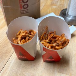 Arbys - This is considered a medium curly fry they were extremely cold and really dry. Like they've been sitting in the warmer all day.