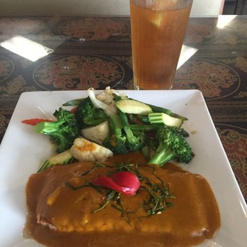 Thai Cuisine II - #1 salmon special and iced tea $18.85 - Thai Near Me - Merced, California