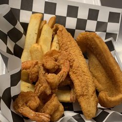 The Take Over - Fish and Shrimp plate with fries