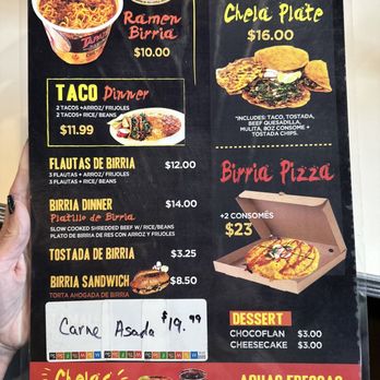 Chela's Birria Tacos - Menu - Tacos Near Me - Whiting, Indiana