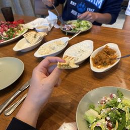 Baba Ghanoush, Yogurt with Cucumber, Roasted Eggplant (Vegan). Salad from Super Combo Baba Ghanoush, Yogurt with Cucumber, Roasted Eggplant (Vegan). Salad from Super Combo