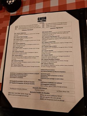 Menu photo 1 Casa Calzone Quebec City, QC Menu photo 1 Casa Calzone Quebec City, QC