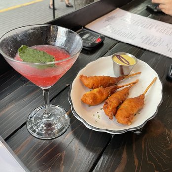 Moonshine Grill - The Original Moonshine Corn Dog Shrimp with the 'Southern Belle' Cocktail - Southern Near Me - Austin, Texas