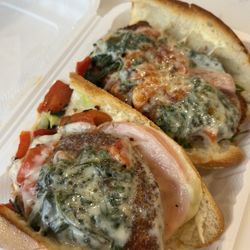 Altomonte's Italian Market & Bakery - Cutlet with sautéed spinach roasted reds lettuce tomato and provolone (would have been perfect if they had bruschetta)
