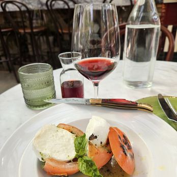 Settecento - Deconstructed Caprese: Tomato was not ripe! - Italian Near Me - Los Angeles, California Settecento - Deconstructed Caprese: Tomato was not ripe! - Italian Near Me - Los Angeles, California