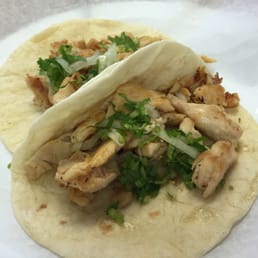 Chicken tacos are $1.75 each... They're usually on corn shells, so if you want flour tortillas you have to ask
