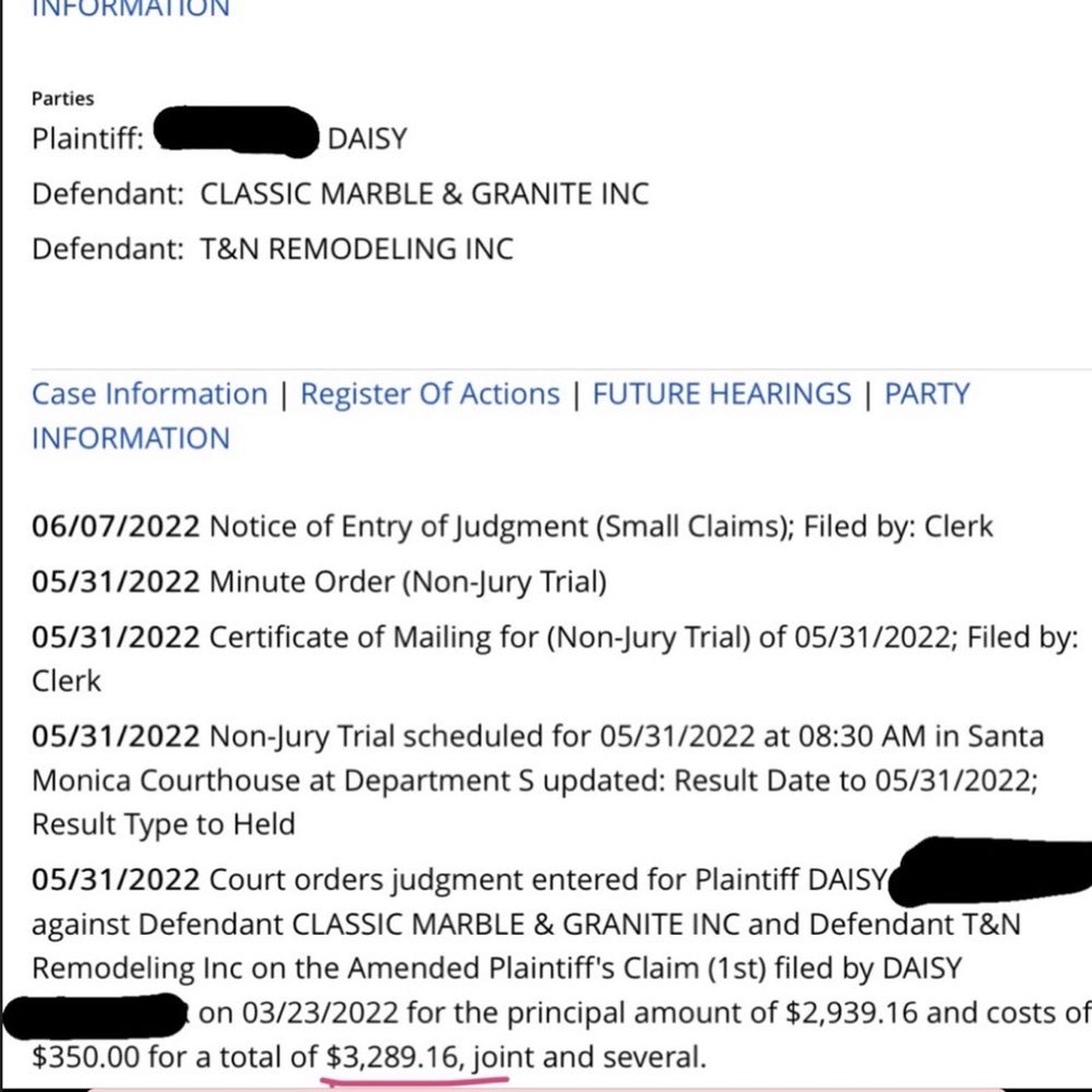 T&N Remodeling - The judgment I won against T&N. Don't hire them unless u want to end up suing them bc they won't take responsibility for their negligence! - General Contractors Near Me - Sherman Oaks, California T&N Remodeling - The judgment I won against T&N. Don't hire them unless u want to end up suing them bc they won't take responsibility for their negligence! - General Contractors Near Me - Sherman Oaks, California