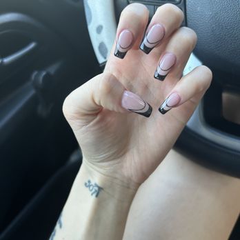 Luchic Nails Bar - black double French by Nina - Nail Salons Near Me - Los Angeles, California