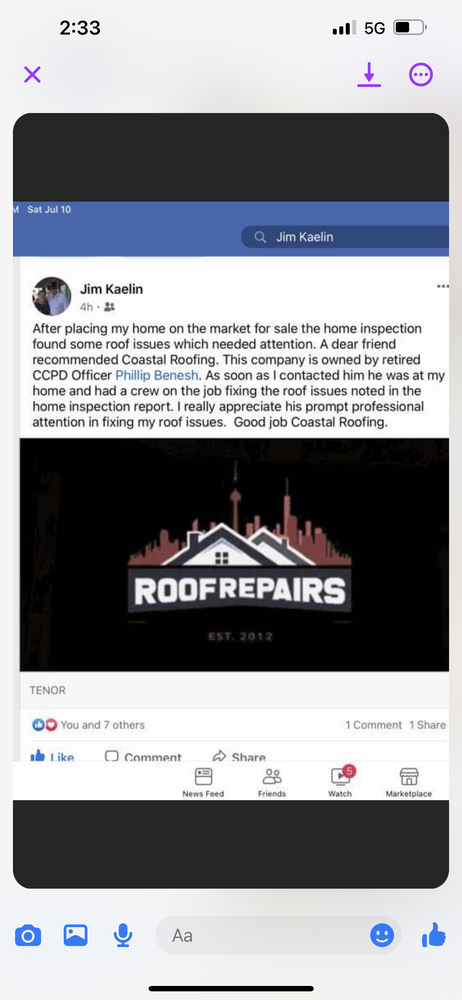 Slide of Coastal Roofing and Construction