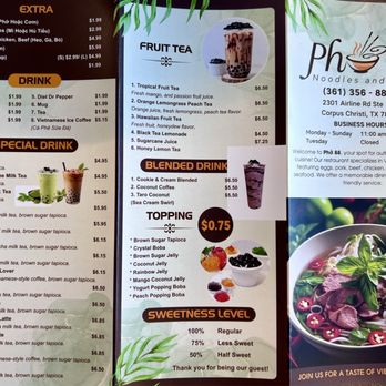 Pho 88 - Paper menu as of 10/6/24--missing a few new items per staff - Bubble Tea Near Me - Corpus Christi, Texas