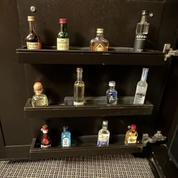 The Mini bottles in the cabinet
