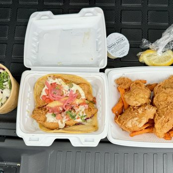California Fish Grill - BATTERED FISH TACO & 3 PIECE BATTERED FISH & CHIPS - Seafood Near Me - San Mateo, California California Fish Grill - BATTERED FISH TACO & 3 PIECE BATTERED FISH & CHIPS - Seafood Near Me - San Mateo, California