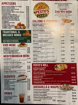 Menu photo 1 Pesto’s Pizza Vinton, VA Menu photo 1 Pesto’s Pizza Vinton, VA