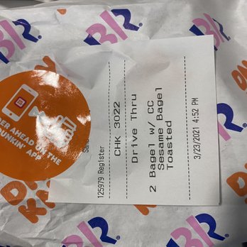 Dunkin' - Clearly 2 SESAME bagels were ordered. - Donuts Near Me - Lakewood, New Jersey