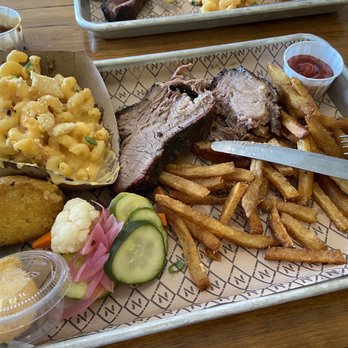 Noble Barbecue - Brisket Dinner with added side of pimento macaroni and cheese - Barbeque Near Me - Portland, Maine Noble Barbecue - Brisket Dinner with added side of pimento macaroni and cheese - Barbeque Near Me - Portland, Maine
