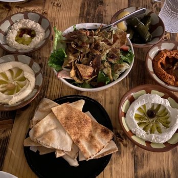 Li Beirut - Cold Mezza (Baba Ghanouj, Hummus, Labne, Mouhamara, Warak Enab Bel Zeit) & Fattoush Salad - Lebanese Near Me - Collingswood, New Jersey Li Beirut - Cold Mezza (Baba Ghanouj, Hummus, Labne, Mouhamara, Warak Enab Bel Zeit) & Fattoush Salad - Lebanese Near Me - Collingswood, New Jersey