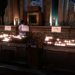Shrine of St. Therese of the Child Jesus and Columbarium - Lighted candles for special intentions and prayers.