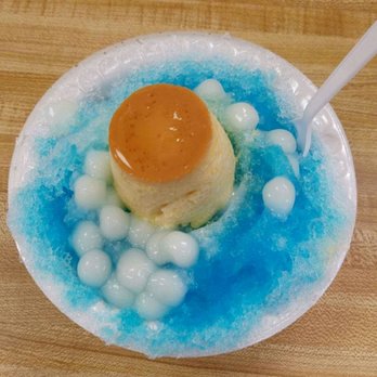 Ice Garden - Blue vanilla with mochi & pudding - Desserts Near Me - Aiea, Hawaii Ice Garden - Blue vanilla with mochi & pudding - Desserts Near Me - Aiea, Hawaii