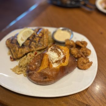Outback Steakhouse - Grilled Salmon, Seasoned Rice and Sweet Potato with Honey & Brown Sugar - Steakhouses Near Me - Fredericksburg, Virginia