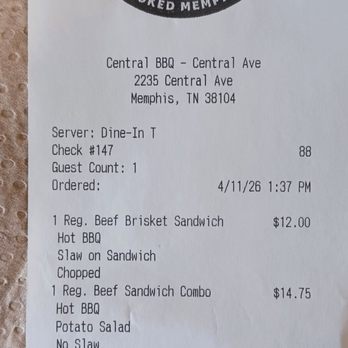 Central BBQ - Barbeque Near Me - Memphis, Tennessee