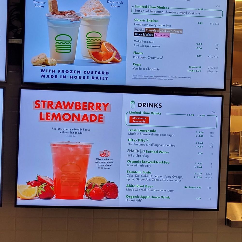 Shake Shack Newport Centre - Sweets and drink menus 1-2023 - Burgers Near Me - Jersey City, New Jersey