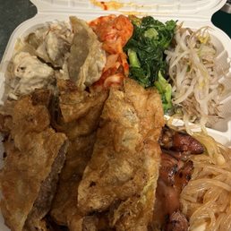 Meat Jun and BBQ chicken plate Meat Jun and BBQ chicken plate