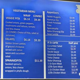 Vegetarian menu
