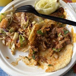 One bite of Al pastor taco and shrimp taco! So gross! One bite of Al pastor taco and shrimp taco! So gross!